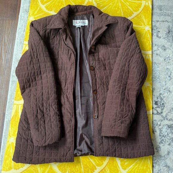100% Silk Brown Quilted Jacket - Picture 1 of 6
